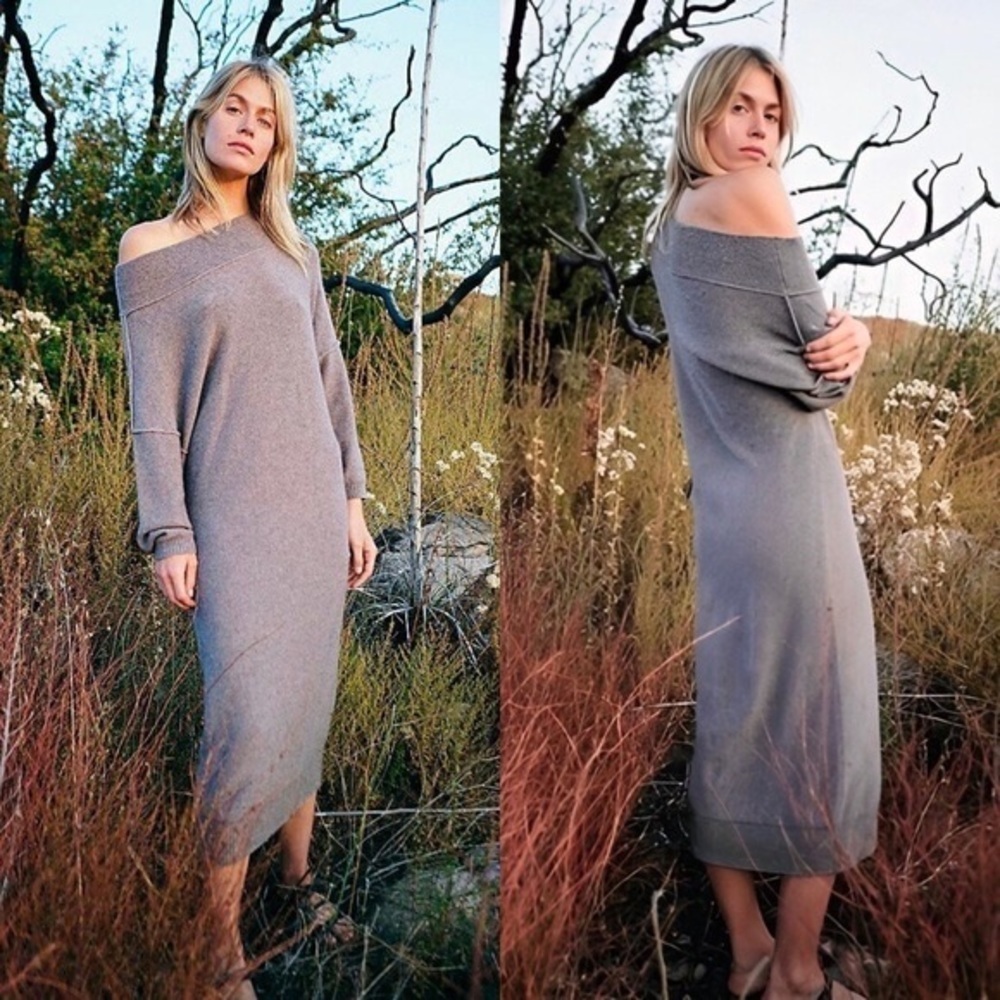 Free People La Boheme Sweater Dress Cashmere in Brown S